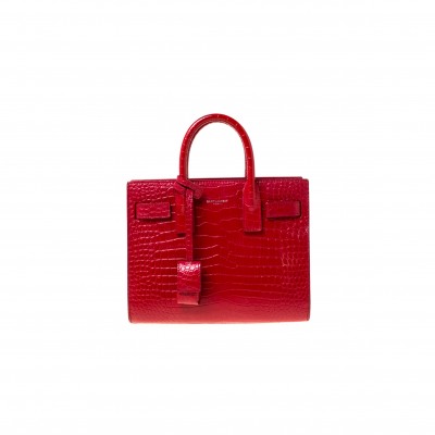 YSL BABY SAC DE JOUR CROC EMBOSSED LEATHER RED 84212960252 (22*18*10.5cm)
